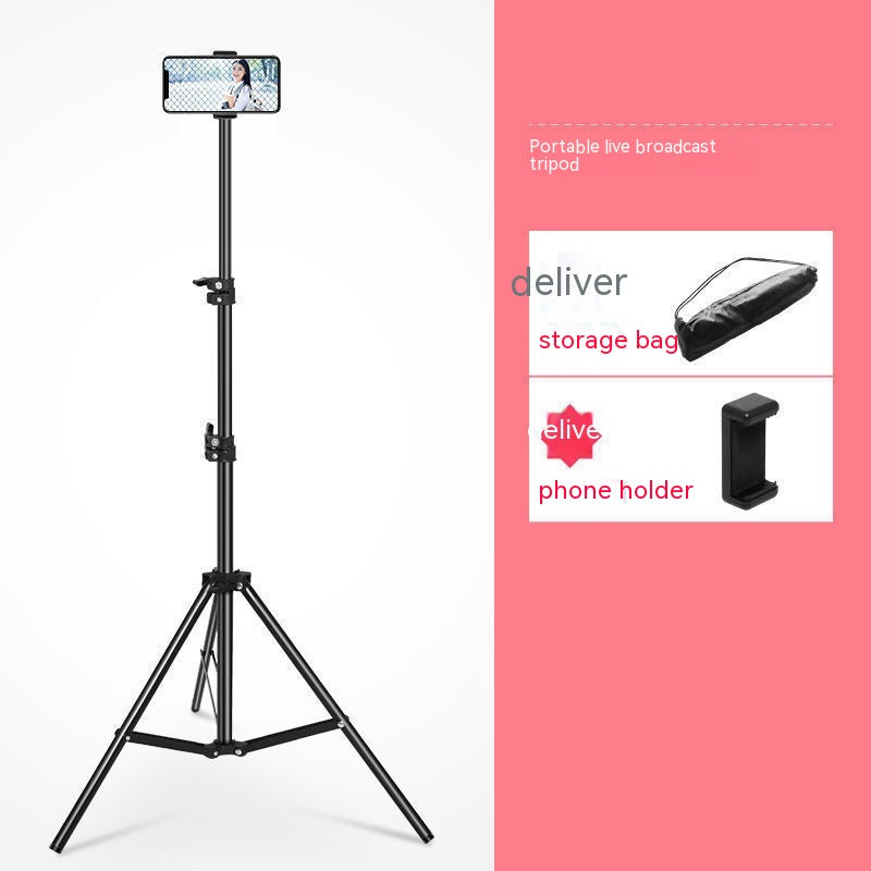 Portable Live Broadcast Tripod Stand with Adjustable Light Mounts