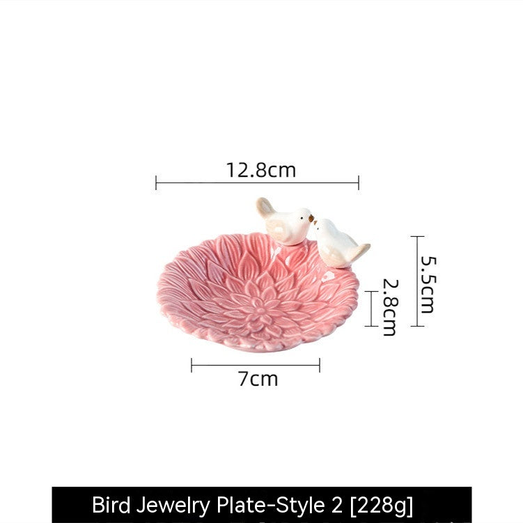 Nordic Style Ceramic Bird Jewelry Storage Tray - Modern Home Decor