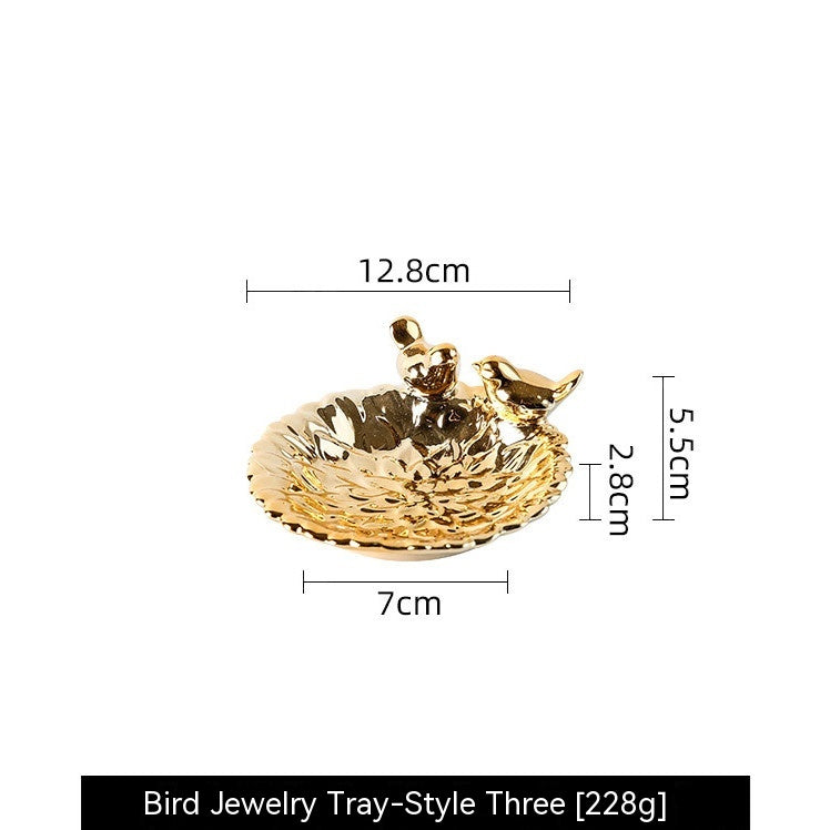 Nordic Style Ceramic Bird Jewelry Storage Tray - Modern Home Decor