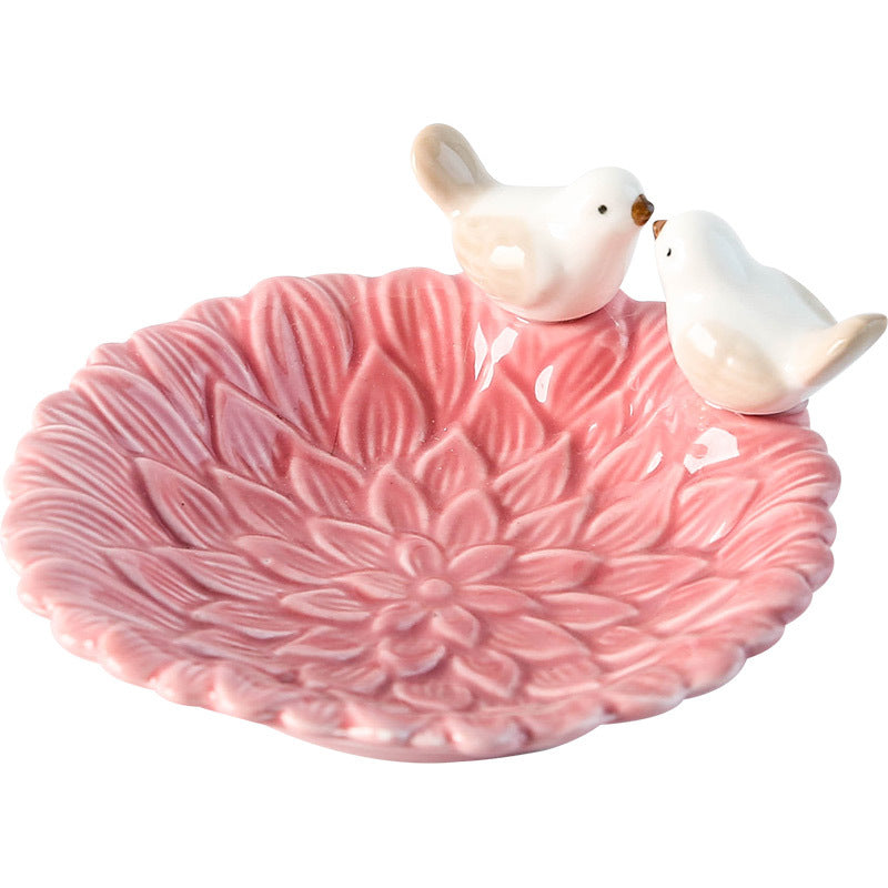 Nordic Style Ceramic Bird Jewelry Storage Tray - Modern Home Decor