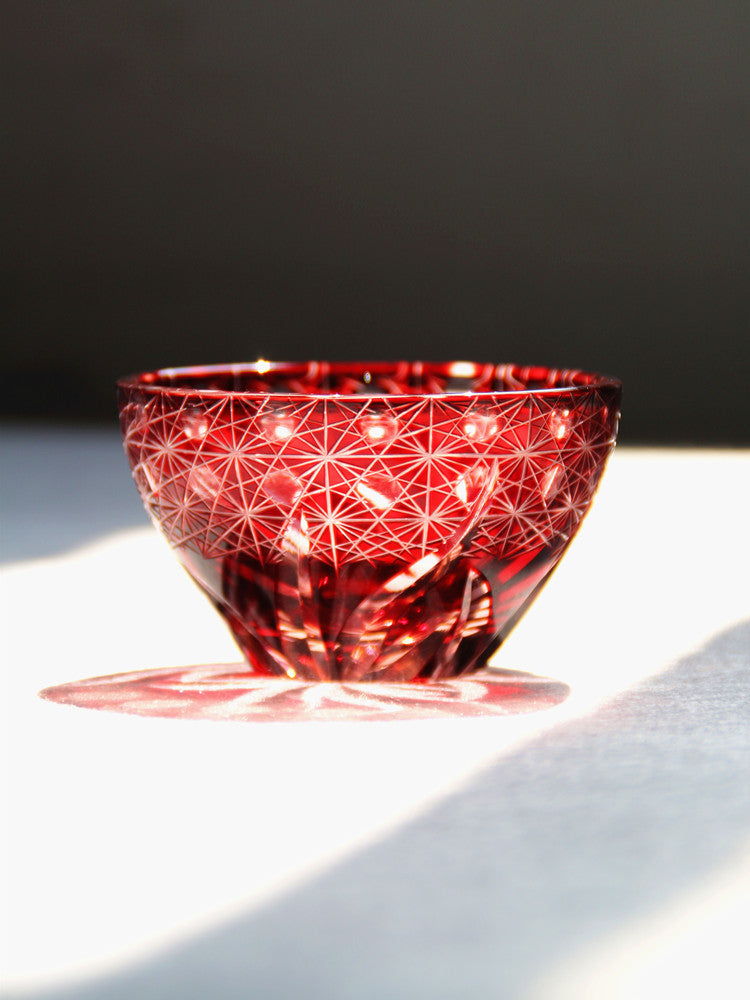 Hand Carved Crystal Glass Cup - Handmade Drinkware in Multiple Colors