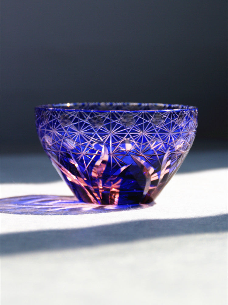 Hand Carved Crystal Glass Cup - Handmade Drinkware in Multiple Colors