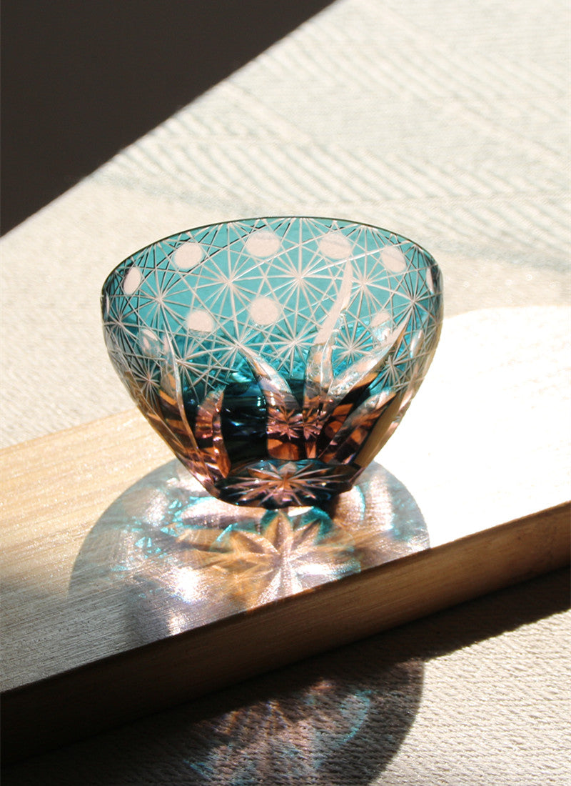 Hand Carved Crystal Glass Cup - Handmade Drinkware in Multiple Colors