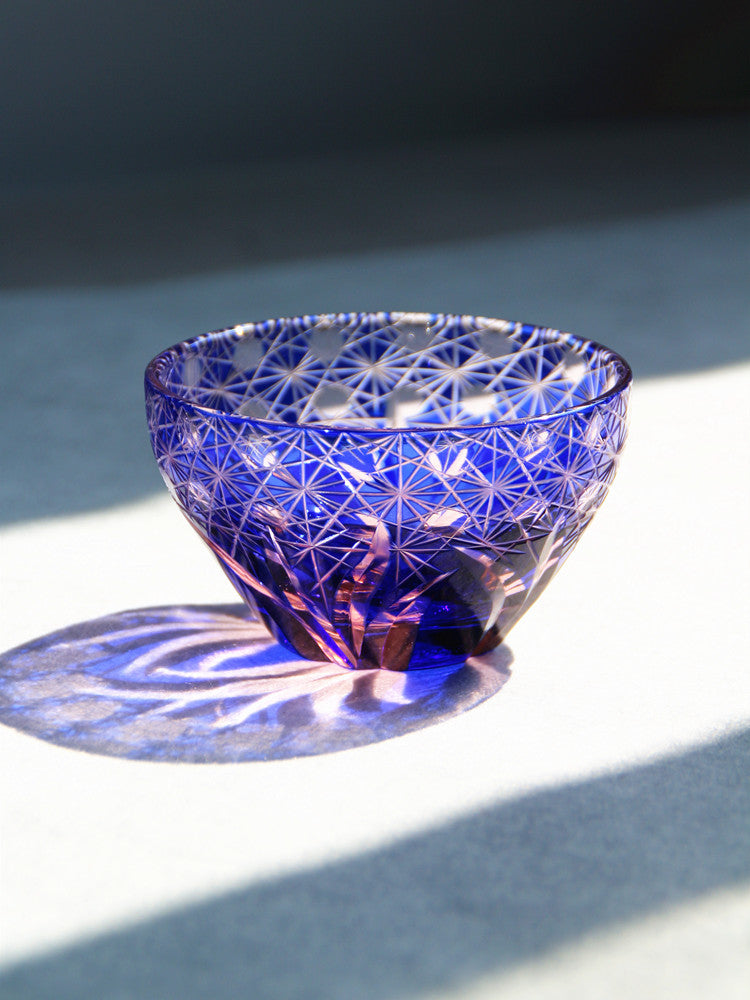 Hand Carved Crystal Glass Cup - Handmade Drinkware in Multiple Colors