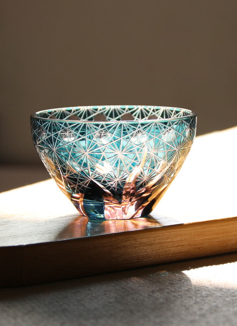 Hand Carved Crystal Glass Cup - Handmade Drinkware in Multiple Colors