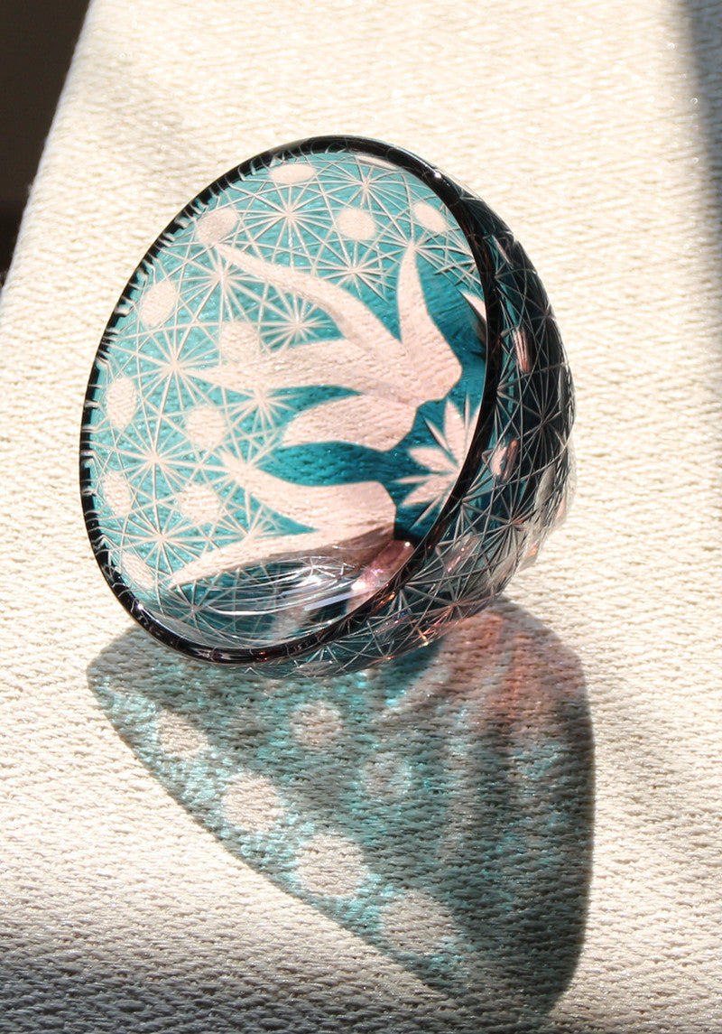 Hand Carved Crystal Glass Cup - Handmade Drinkware in Multiple Colors