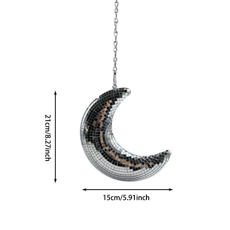 Reflective Moon Pendant Ornament for Party Decor - Silver 15x21cm