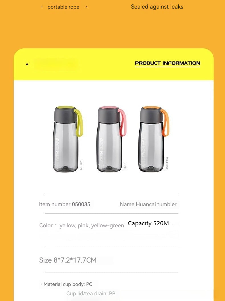 Portable Fitness Tumbler with Tea Infuser 520ml - Colorful Sports Drinkware