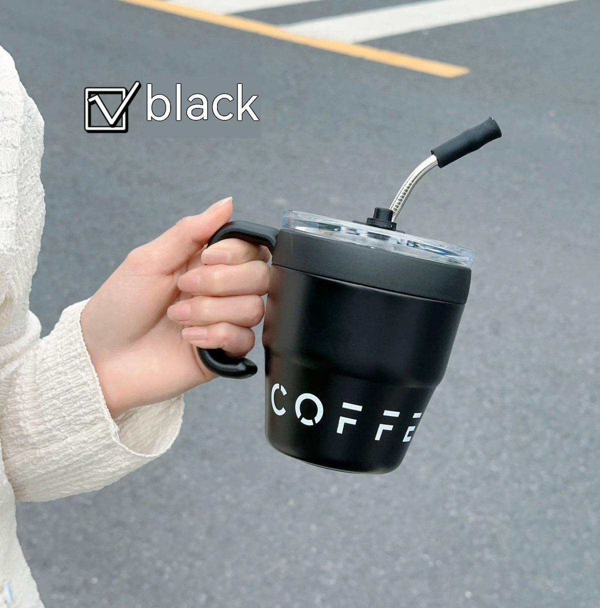 Stainless Steel Mug Cup with Suction Tube for Home & Kitchen 480ml