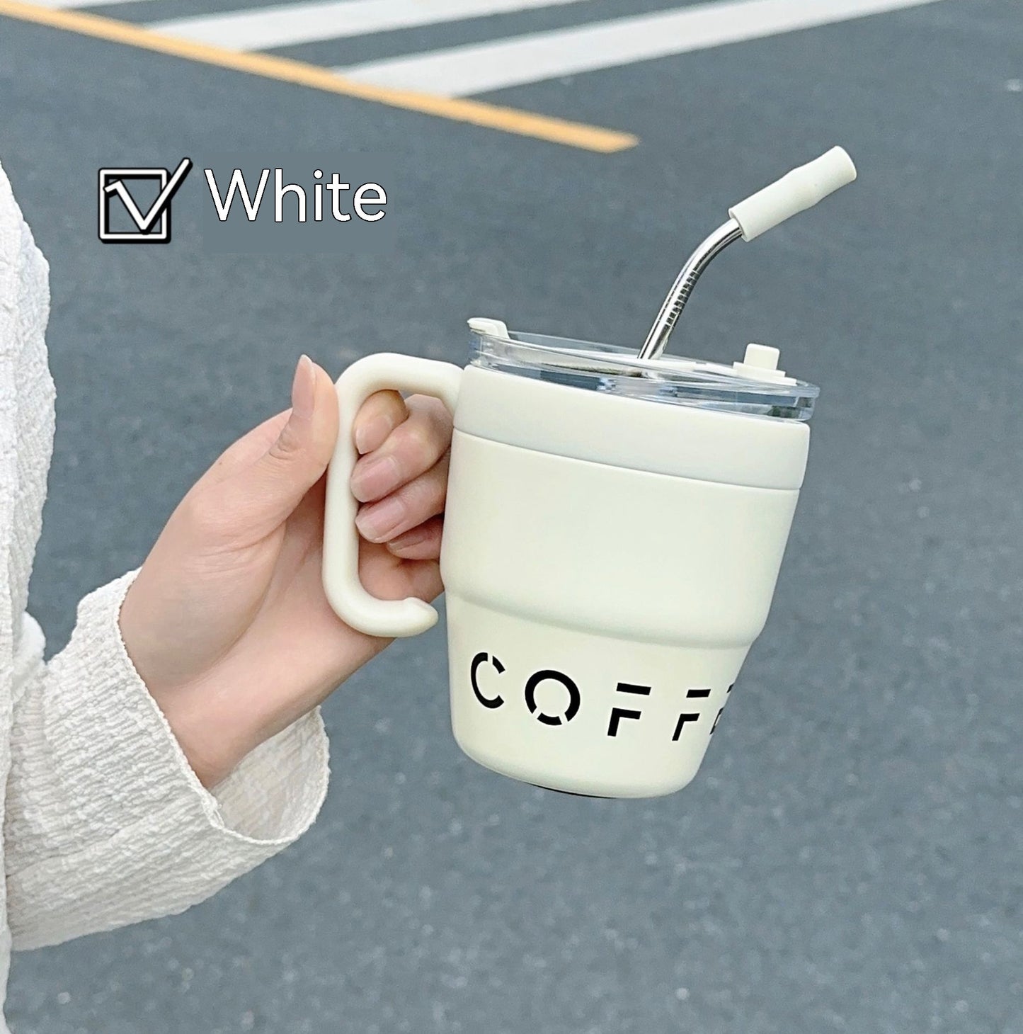 Stainless Steel Mug Cup with Suction Tube for Home & Kitchen 480ml
