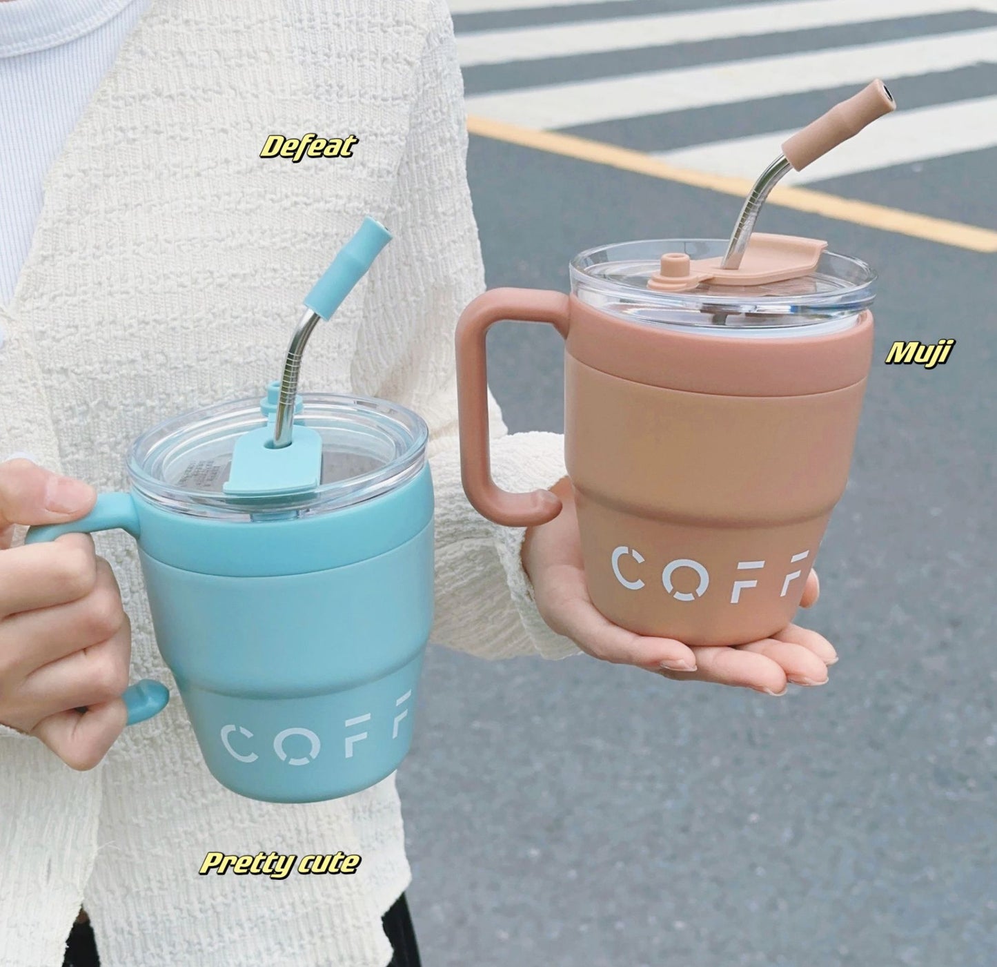 Stainless Steel Mug Cup with Suction Tube for Home & Kitchen 480ml