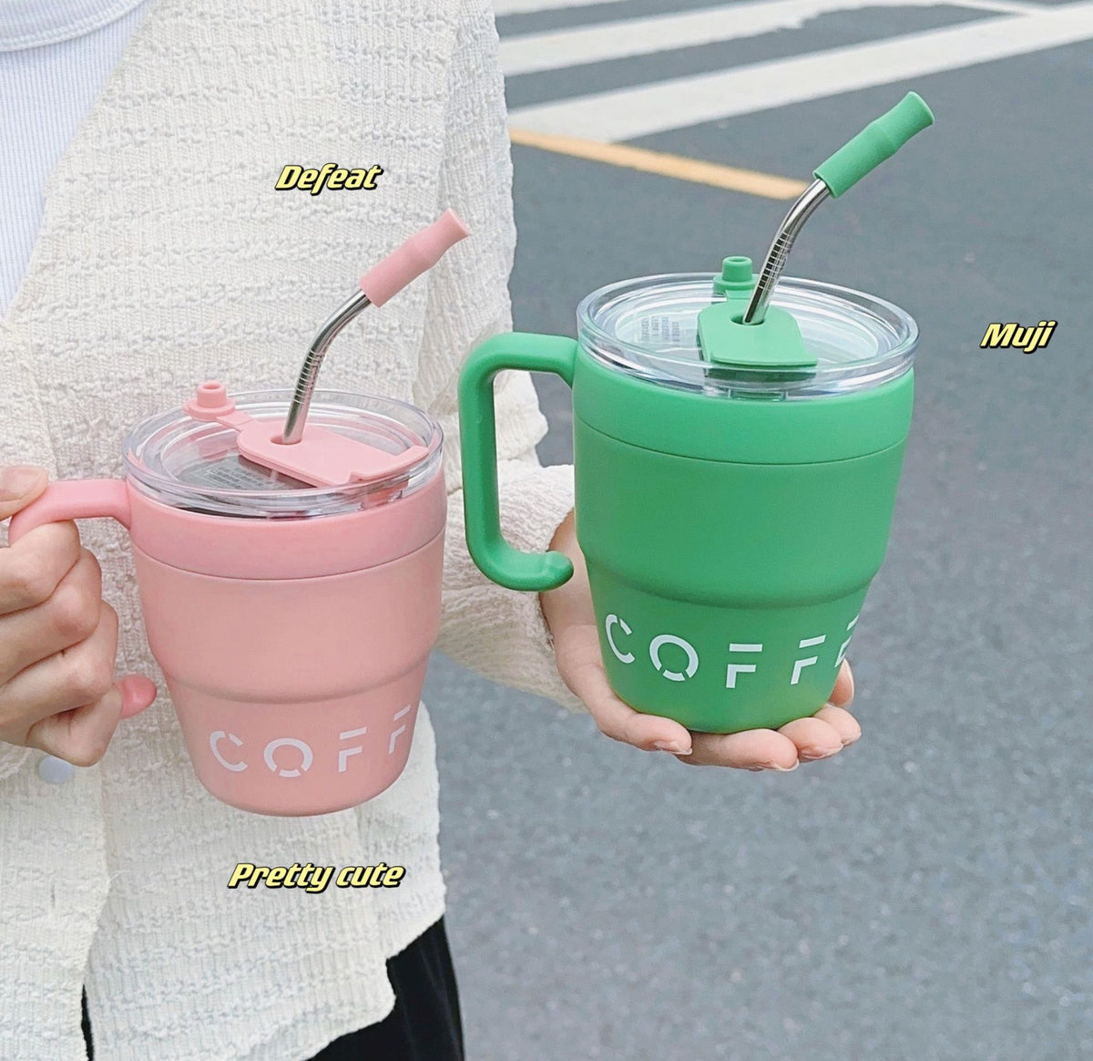 Stainless Steel Mug Cup with Suction Tube for Home & Kitchen 480ml