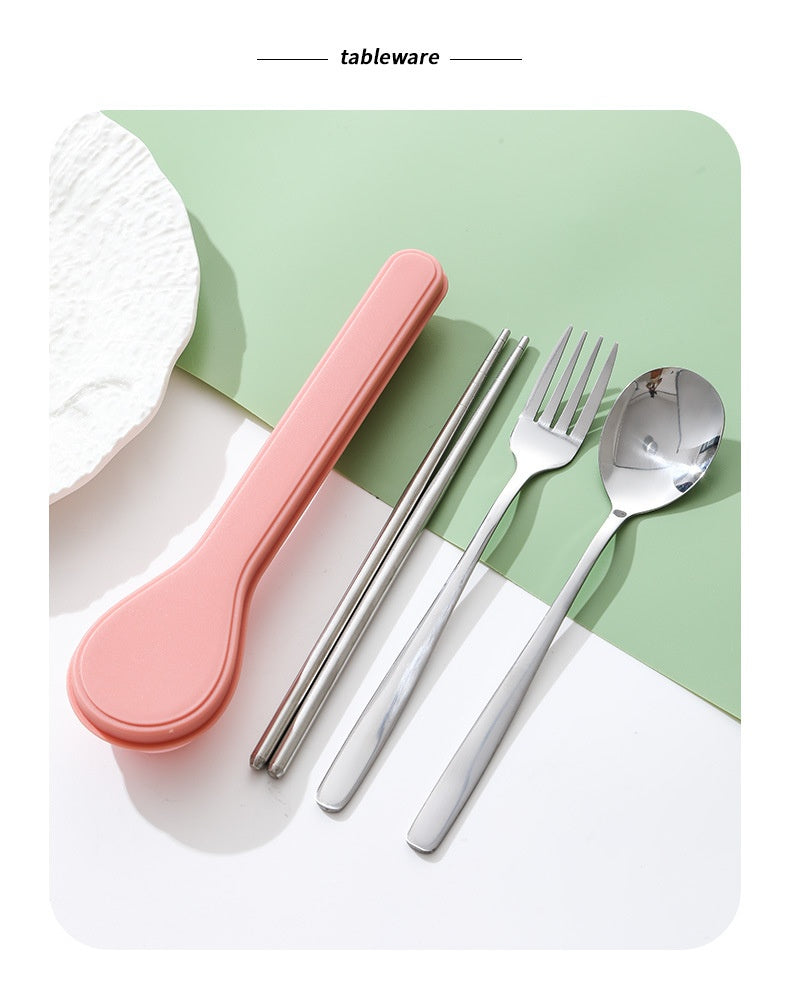 Stainless Steel Portable Flatware Set - Forks, Spoons & Chopsticks