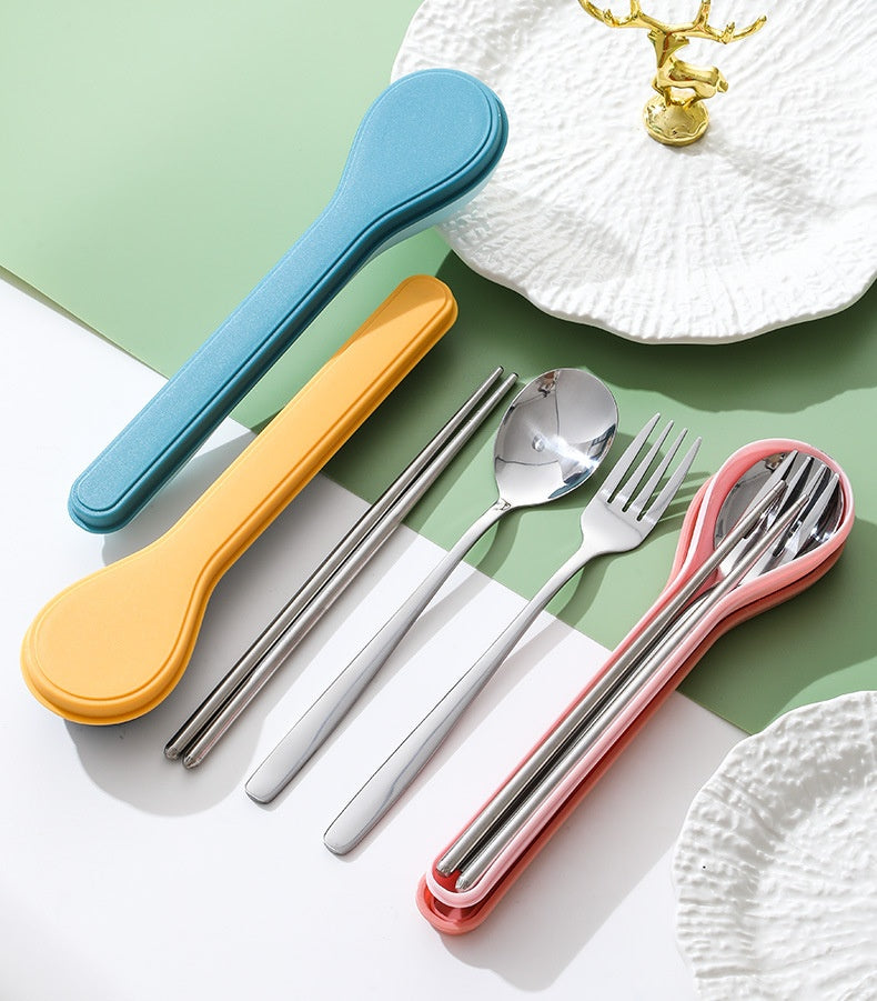 Stainless Steel Portable Flatware Set - Forks, Spoons & Chopsticks