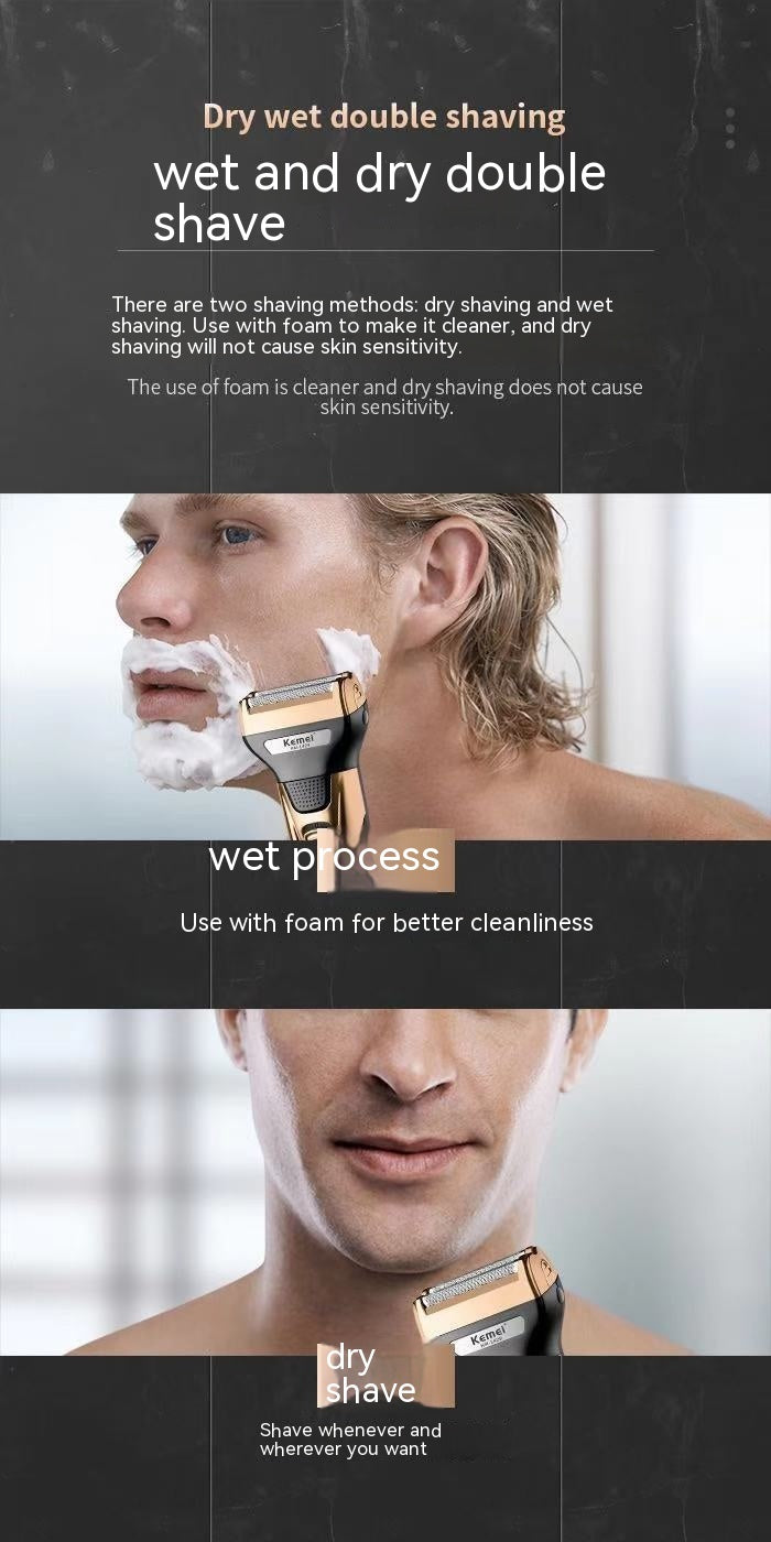 Rechargeable Electric Men's Shaver with Floating Cutter Head