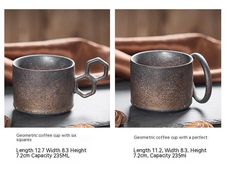 Vintage Ceramic Coffee Cup Set - Stackable Drinkware for Kitchen, 235ml