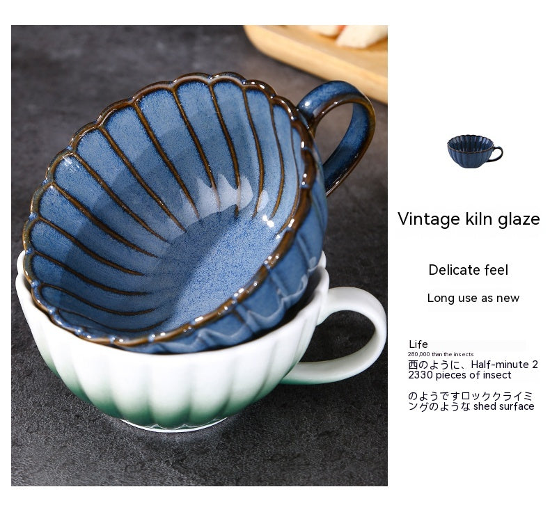 Vintage Ceramic Coffee Mug Set with Spoon - Breakfast & Tea Cup