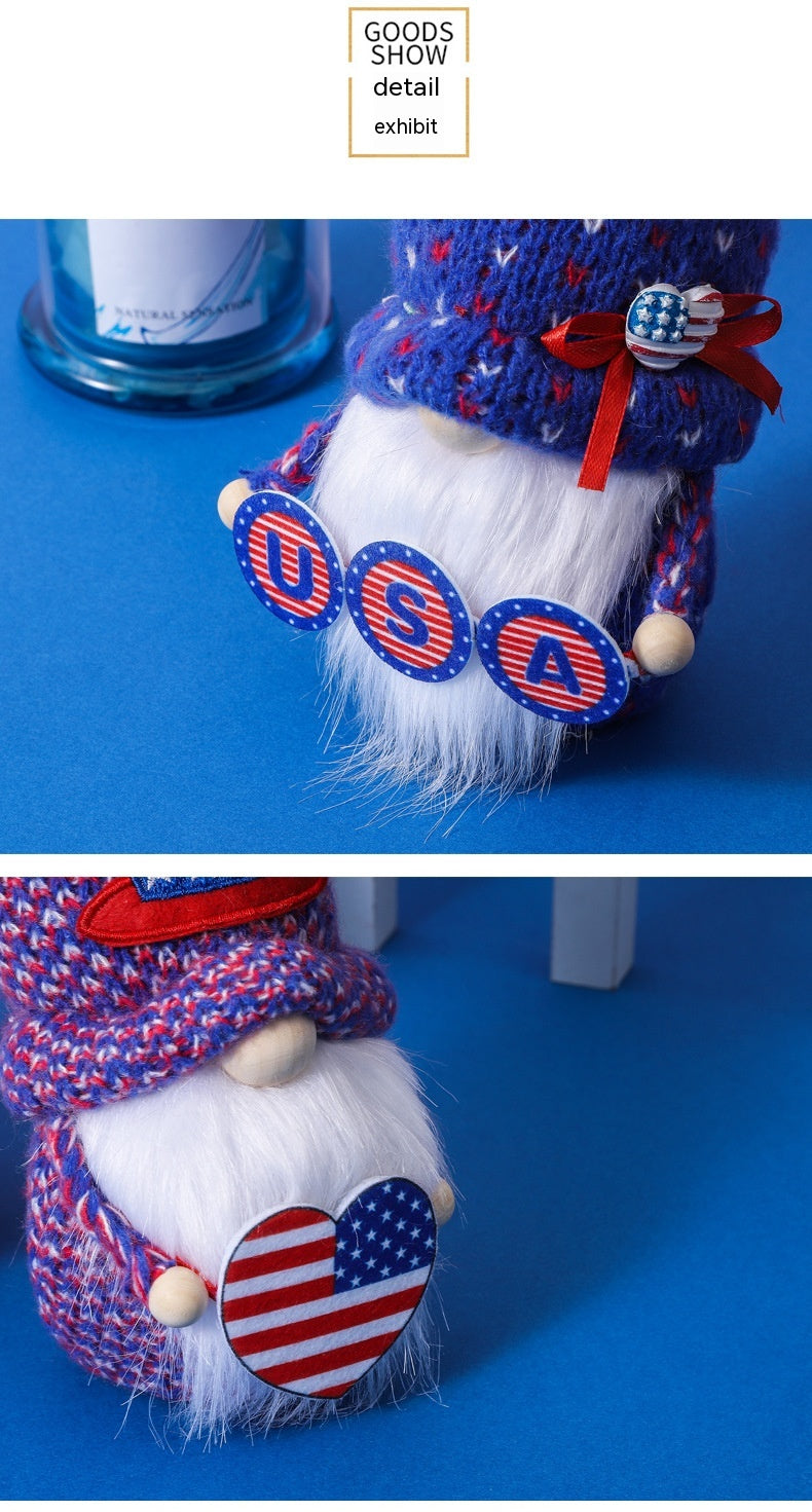 Festive Knitted Hat Doll Ornament for Independence Day Decor - Faceless Rudolf Doll