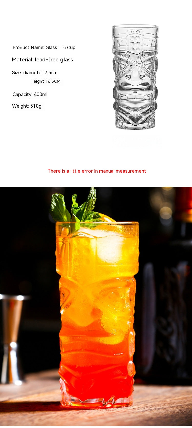 400ml Glass Cup with Modern Design for Home & Bar Use - Clear