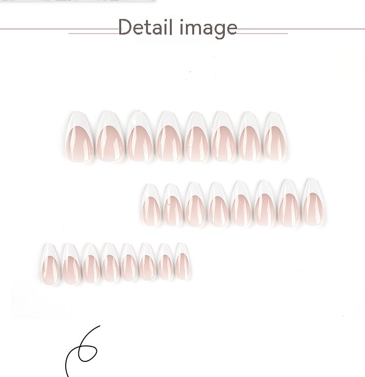 French White Edge Nail Patches - Manicure Kit with Glue for Ladies