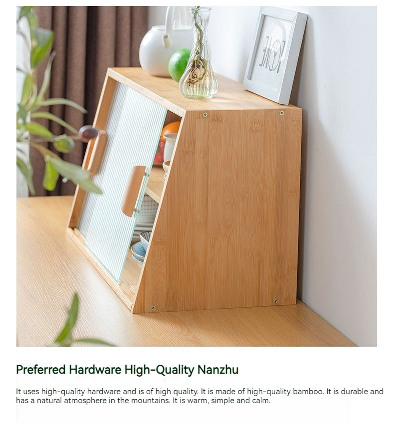 Japanese-Style Small Glass Kitchen Storage Cabinet Solid Wood Home Organizer