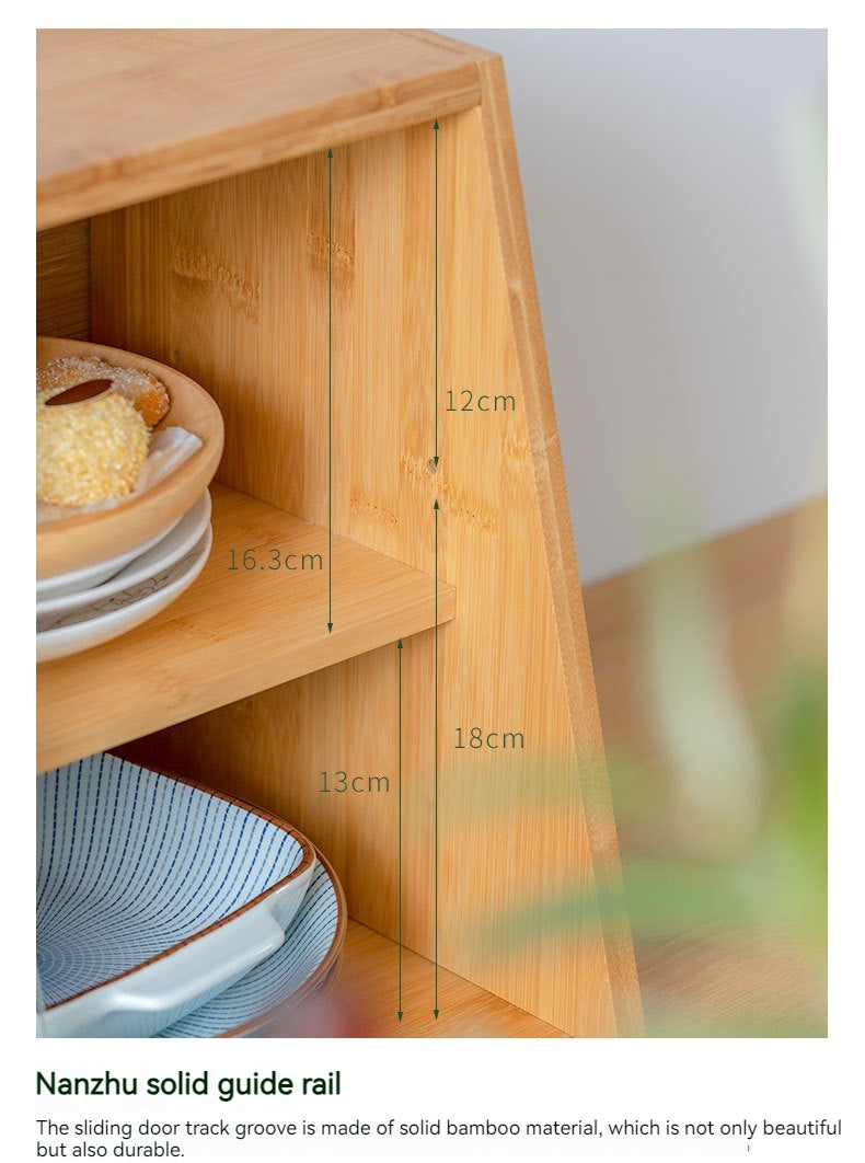 Japanese-Style Small Glass Kitchen Storage Cabinet Solid Wood Home Organizer
