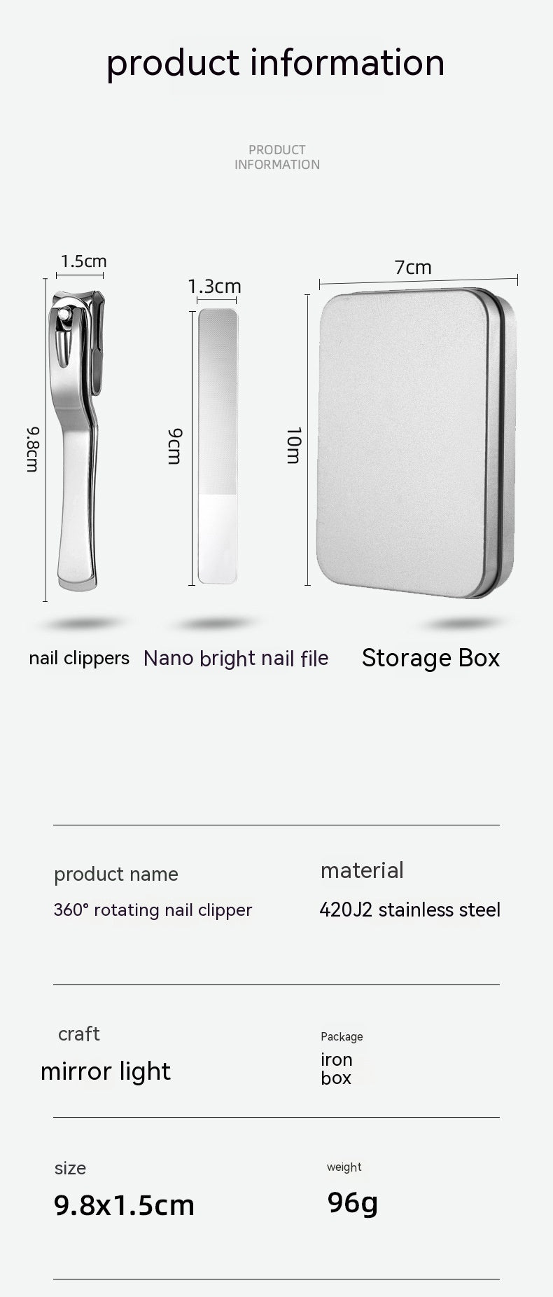 Large Opening Stainless Steel Nail Clippers - Household Portable 360° Rotating
