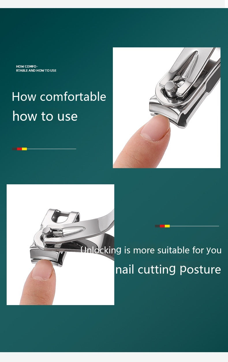 Large Opening Stainless Steel Nail Clippers - Household Portable 360° Rotating