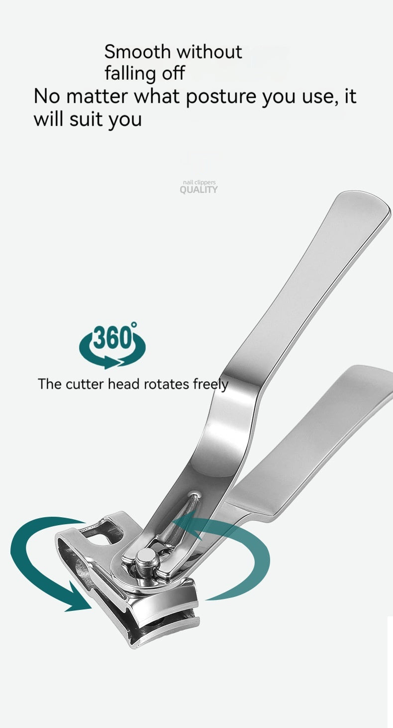 Large Opening Stainless Steel Nail Clippers - Household Portable 360° Rotating