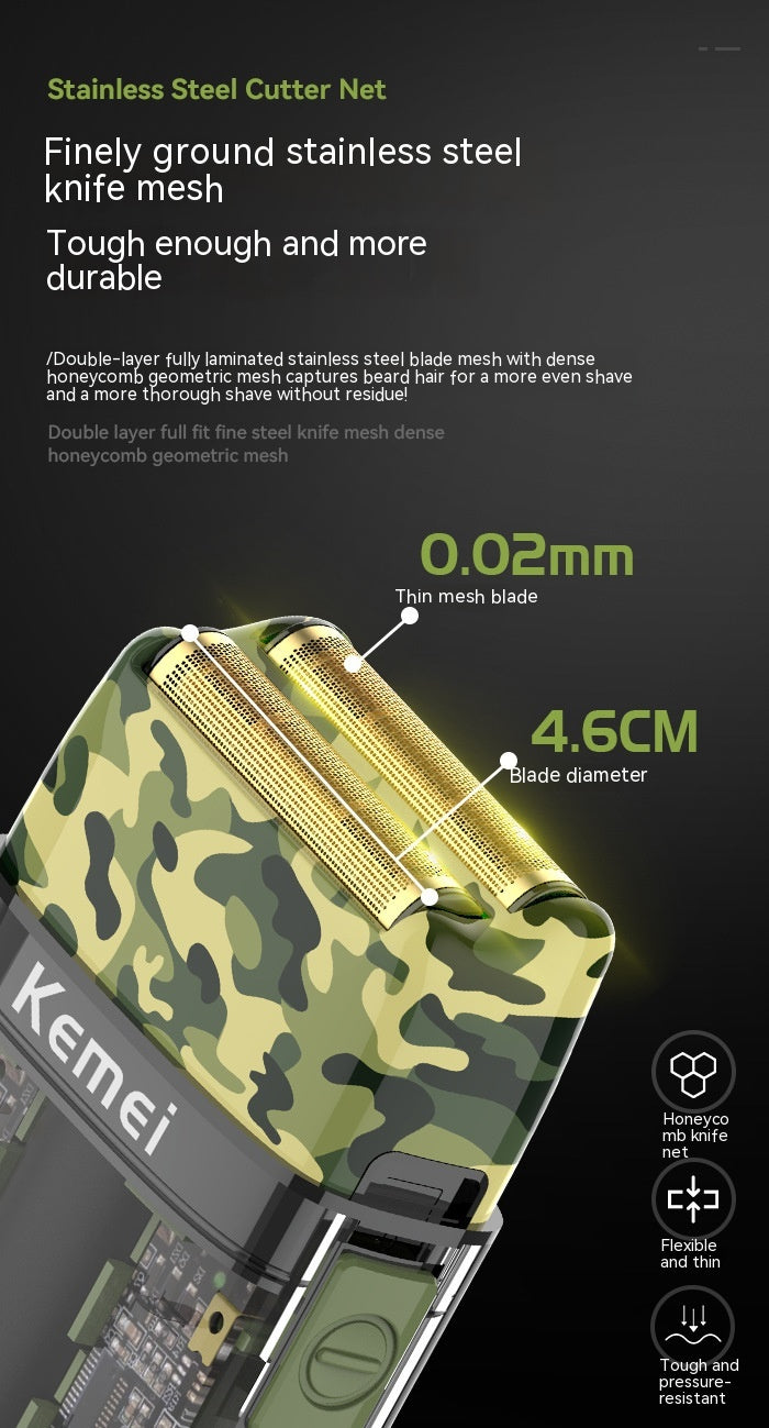 Waterproof USB Rechargeable LED Digital Shaver - Transparent Camouflage