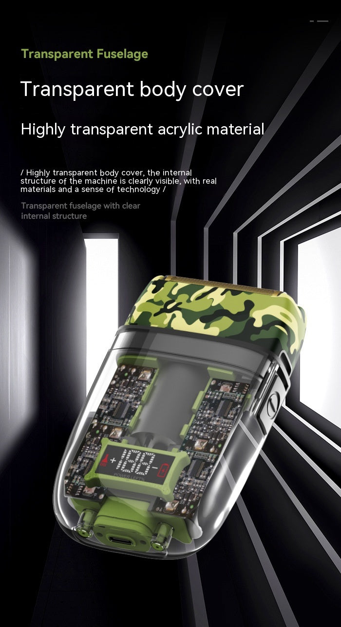 Waterproof USB Rechargeable LED Digital Shaver - Transparent Camouflage