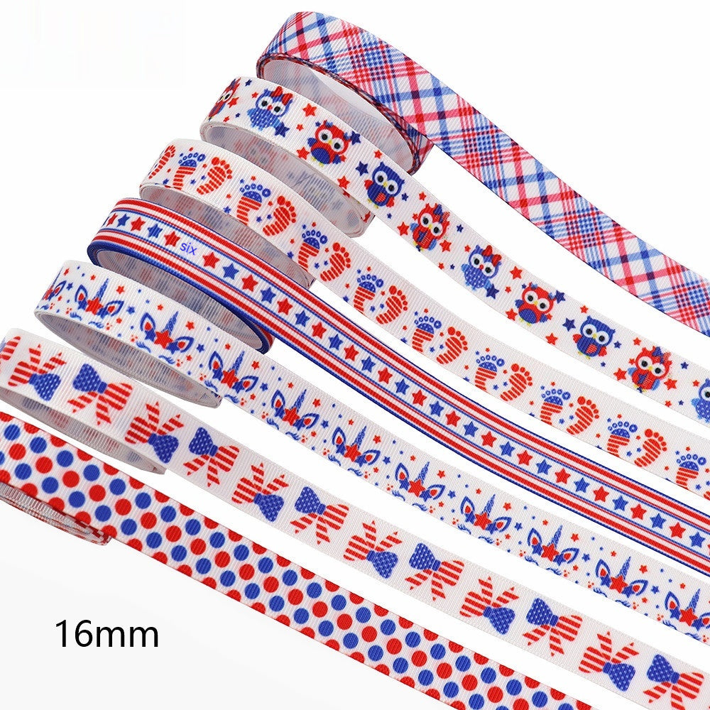 Stars and Stripes Ribbon Dovetail Bowknot Hair Accessory - Multiple Colors & Lengths