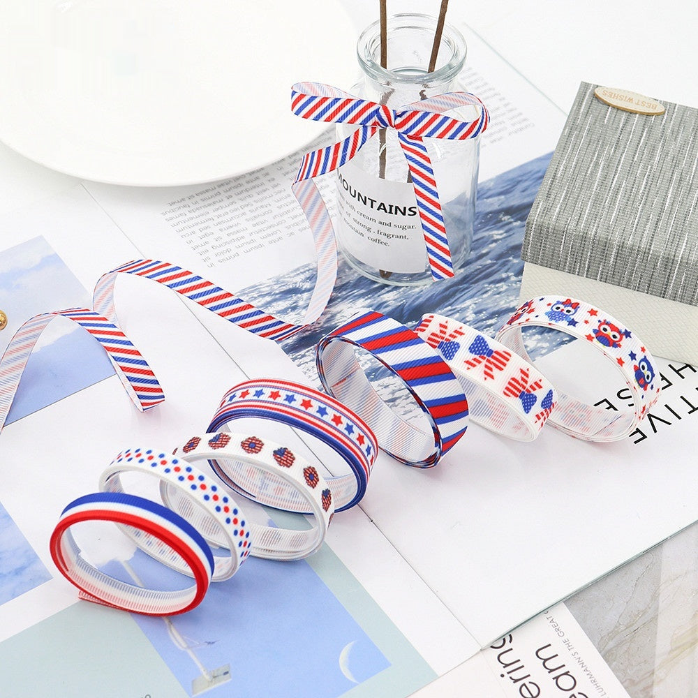 Stars and Stripes Ribbon Dovetail Bowknot Hair Accessory - Multiple Colors & Lengths