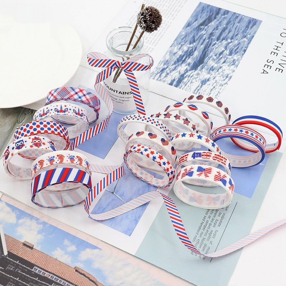 Stars and Stripes Ribbon Dovetail Bowknot Hair Accessory - Multiple Colors & Lengths