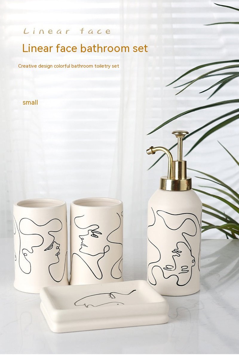 Ceramic Mouthwash Cup and Toothbrush Holder Set - White Bathroom Accessory