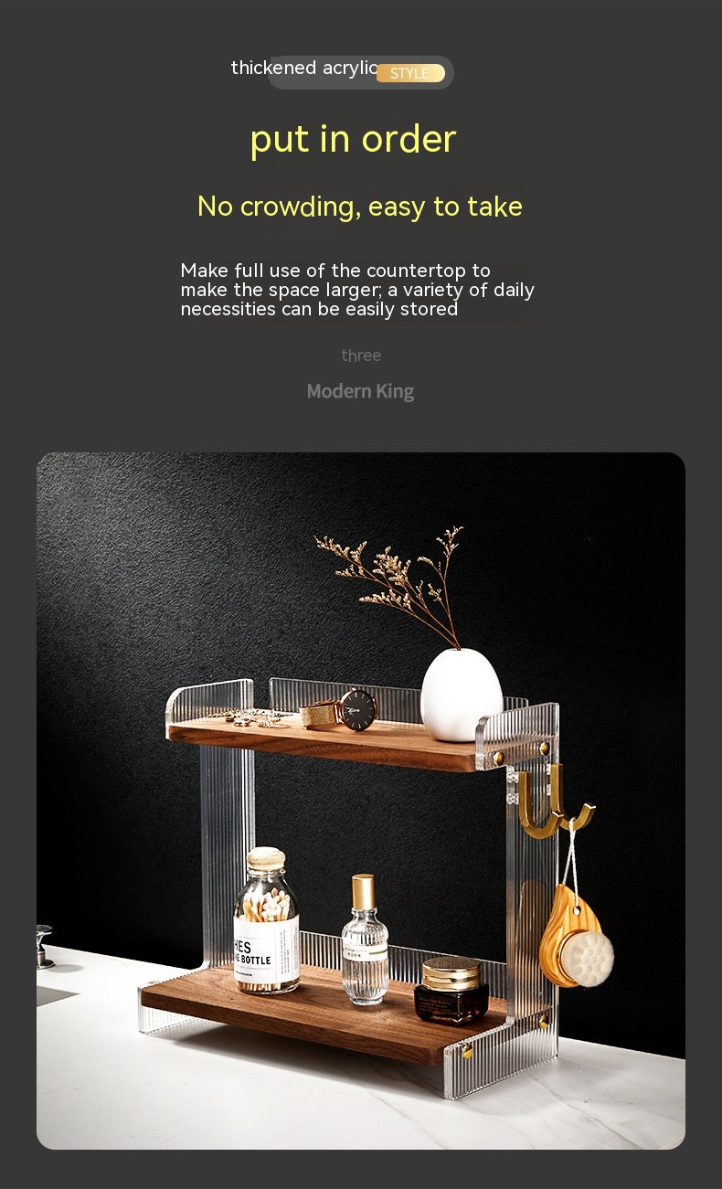 Multifunctional Bathroom Countertop Acrylic Storage Shelf - Removable & Moisture-Proof