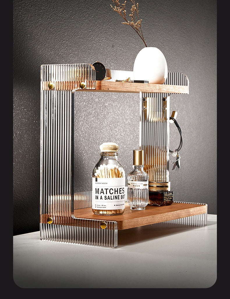 Multifunctional Bathroom Countertop Acrylic Storage Shelf - Removable & Moisture-Proof
