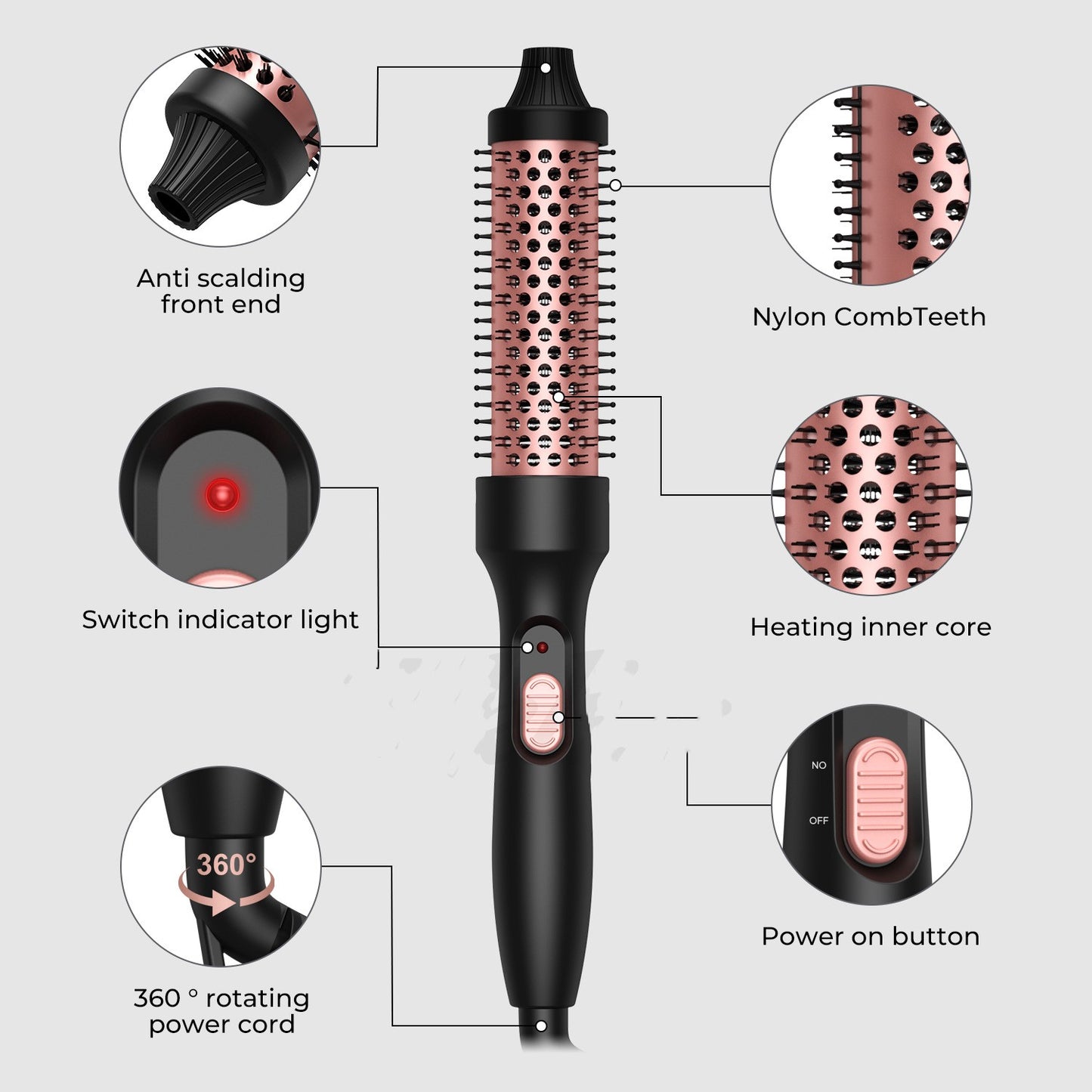 Hot Air Hair Dryer Brush Curling Iron Straightener - High Power Multi-Function Styling Tool
