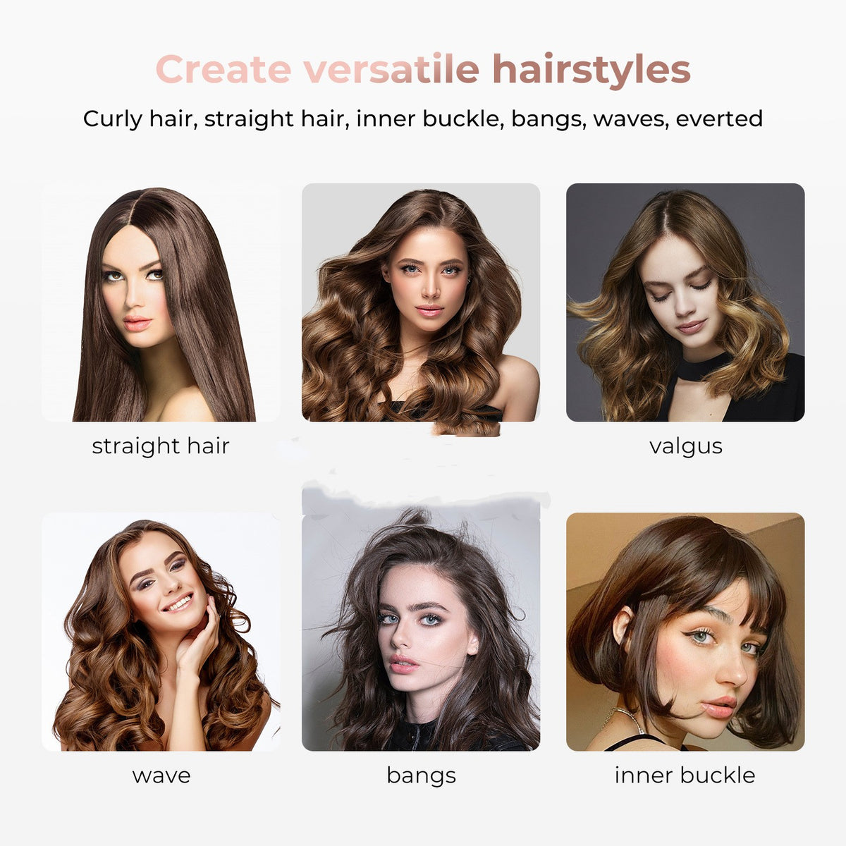 Hot Air Hair Dryer Brush Curling Iron Straightener - High Power Multi-Function Styling Tool