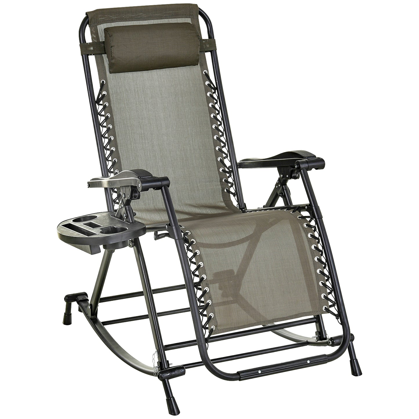 Zero Gravity Reclining Rocking Chair with Cup Holder - Gray