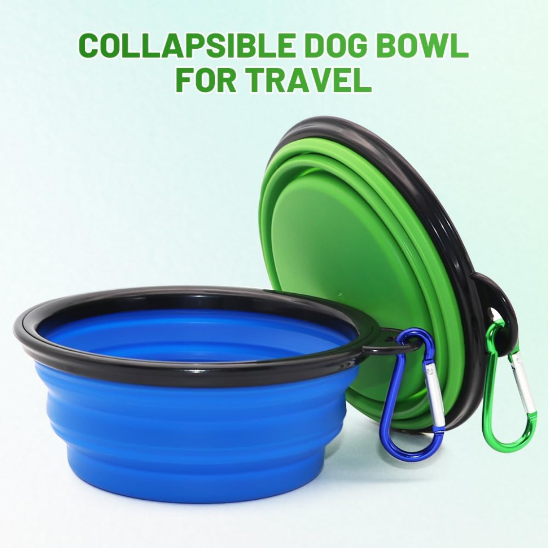 Collapsible Pet Bowl Set for Dogs and Cats - Travel Water & Food Bowls with Carabiners - Multicolor 2 Pack