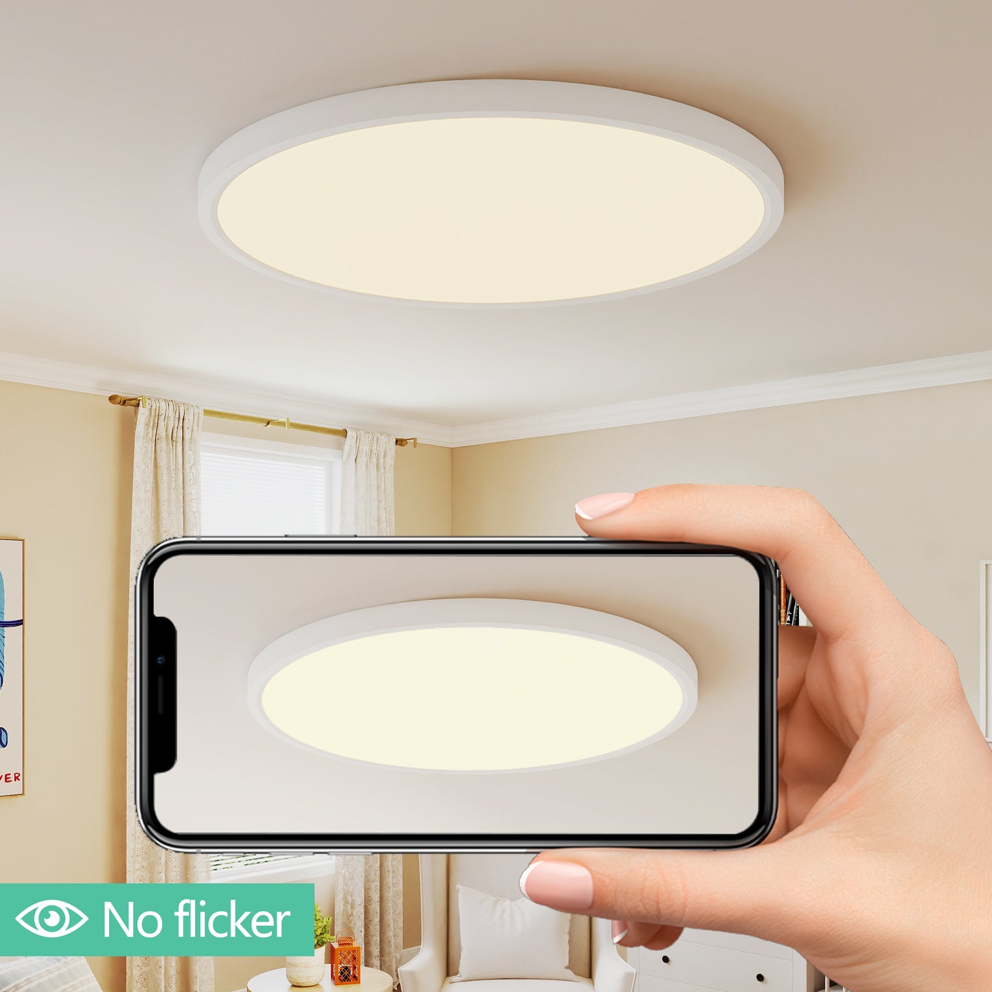 16-Inch Dimmable LED Flush Mount Ceiling Light Fixture - 5CCT