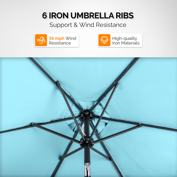 9ft Patio Umbrella - Sky Blue Outdoor Market Umbrella with Tilt & Crank