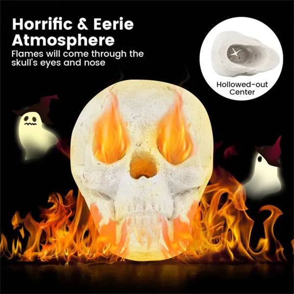 Realistic Human Skull Fire Pit Decoration - Halloween Decor