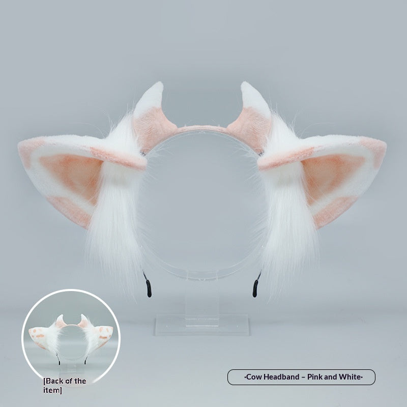 Cute Handmade Plush Hair Accessories for Kids and Adults - Cow Pattern Headbands