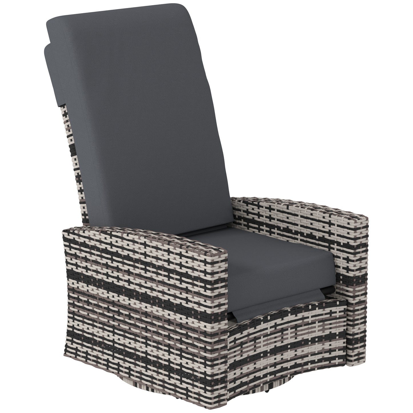 Outdoor Wicker Swivel Recliner Chair with Lifting Footrest - Gray