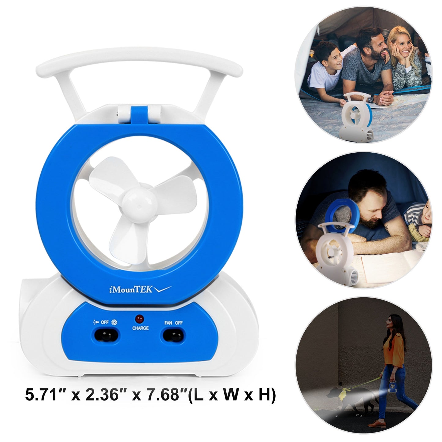 Multi-Functional Desk Fan with 180° Adjustable LED Lamp and Flashlight
