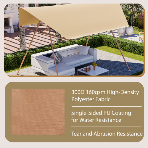 Hexagonal Shade Sail Canopy, Large 206in X118in UV Block Sun With UPF