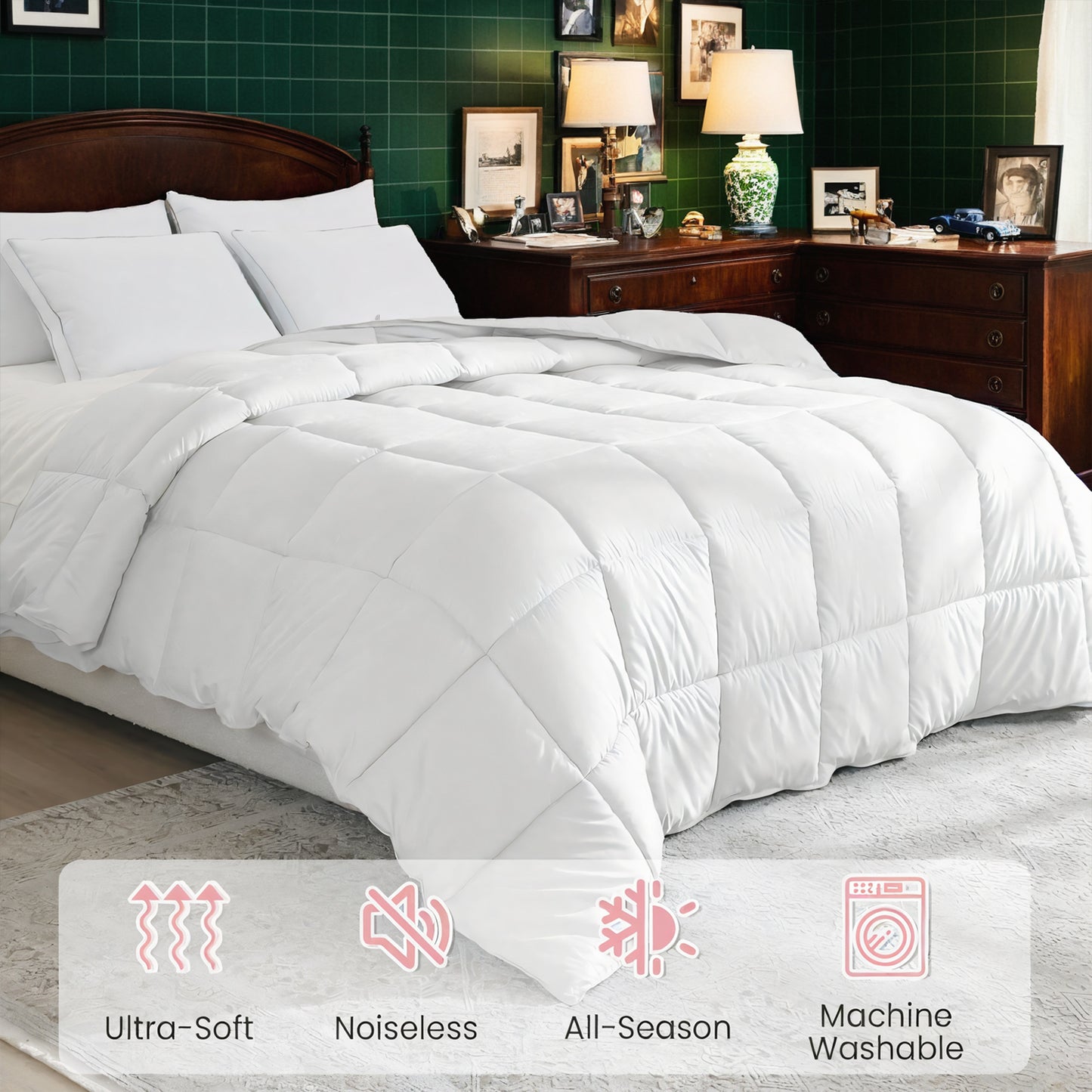 Oversized Cozy Cloud Comforter - Stylish Plaid Design