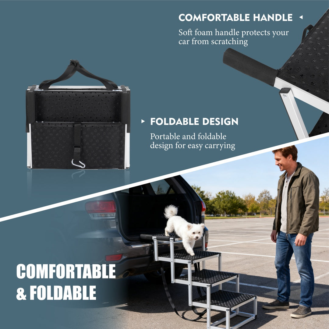 Foldable Dog Ramp for Cars SUVs Trucks Large Dogs Non-Slip Support Lightweight